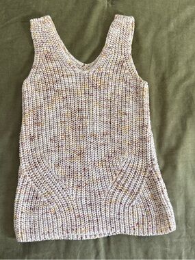 LOFT Speckled Knit Tank in Cream with Yellow and Brown Flecks